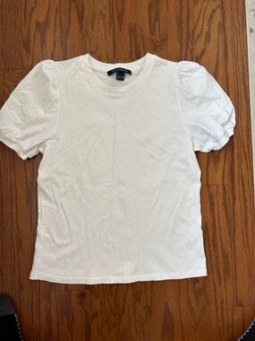 French Connection White Crewneck puff Tee